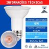 Kit 2 Lâmpadas Led Par20 9W 3000K Branco Quente E27 Bivolt MBled - 2