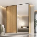 Ver imagem 2 de Guarda Roupa Casal 2 Portas de Correr C/ Espelho 100% Mdf Cor:olmo