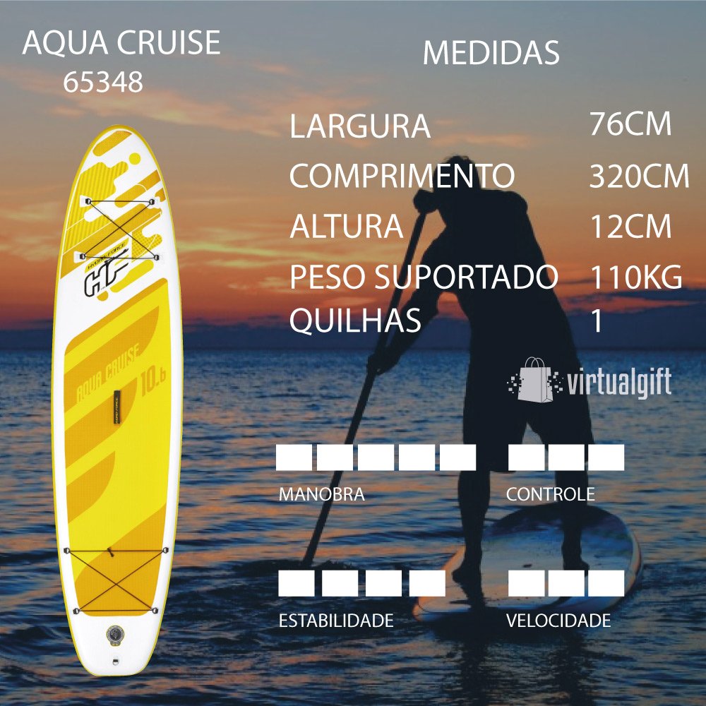 Prancha de Stand Up Inflável Aqua Cruise com Remo + Bomba de Ar + Bolsa Bestway 65348 - 2