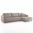 Ver imagem 2 de Sofá de Canto 5 Lugares Paris com Chaise Pés Madeira Maciça 270cm em Bouclé Cinza