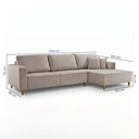 Ver imagem 3 de Sofá de Canto 5 Lugares Paris com Chaise Pés Madeira Maciça 270cm em Bouclé Cinza