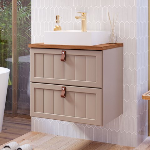 Gabinete Suspenso para Banheiro com Cuba Ketlyn Espresso Móveis