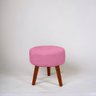 Kit 2 Puff Redondo Decorativo Danny Pés Palito Casa da Poltrona Retrô Rosa - 5