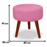 Kit 2 Puff Redondo Decorativo Danny Pés Palito Casa da Poltrona Retrô Rosa - 4