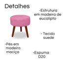 Ver imagem 3 de Kit 2 Puff Redondo Decorativo Danny Pés Palito Casa da Poltrona Retrô Rosa