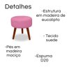Kit 2 Puff Redondo Decorativo Danny Pés Palito Casa da Poltrona Retrô Rosa - 3