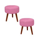 Ver imagem 1 de Kit 2 Puff Redondo Decorativo Danny Pés Palito Casa da Poltrona Retrô Rosa