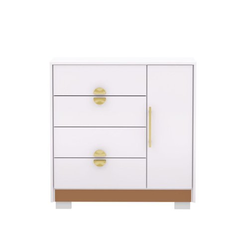 Cômoda Ibiza 1 Porta 4 Gavetas Branco Camarim Compacta para Quarto