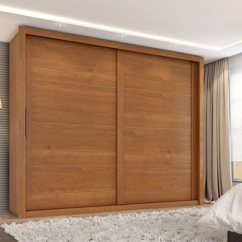 Guarda Roupa Casal Essencial 2 Portas de Correr 6 Gavetas Yescasa Marrom/Cinamomo