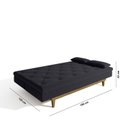 Ver imagem 4 de Sofá Cama 3 Lugares em Suede Tokio Yescasa Preto/Castanho