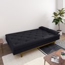 Ver imagem 2 de Sofá Cama 3 Lugares em Suede Tokio Yescasa Preto/Castanho