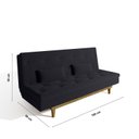 Ver imagem 3 de Sofá Cama 3 Lugares em Suede Tokio Yescasa Preto/Castanho