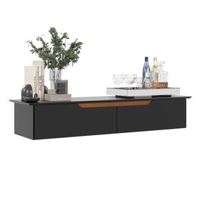 Rack Suspenso Pequeno Painel Parede Sala Tv Estante Quarto:preto/freijó