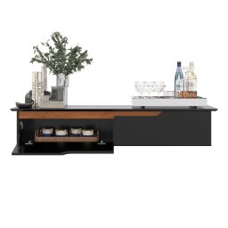 Rack Suspenso Pequeno Painel Parede Sala Tv Estante Quarto:preto/freijó - 3