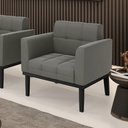 Ver imagem 1 de Poltrona Decorativa Karen Pés Fixo em Madeira Preto Suede Grafite G19 - Gran Belo