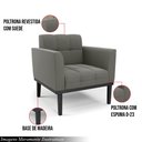 Ver imagem 3 de Poltrona Decorativa Karen Pés Fixo em Madeira Preto Suede Grafite G19 - Gran Belo