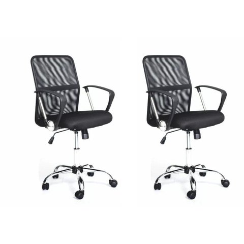Kit 2 Cadeira de Escritorio Diretor Tela Mesh Comfort Preto