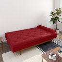 Ver imagem 2 de Sofá Cama 3 Lugares em Suede Tokio Yescasa Vermelho/Castanho