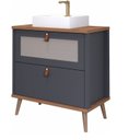 Ver imagem 2 de Gabinete para Banheiro com Cuba Mily Espresso Móveis Cinza/Titanium
