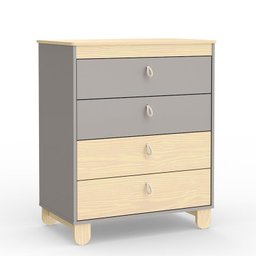 Jogo de Quarto Infantil com Cômoda Gaveteiro e Guarda Roupa 4 Portas Rope Cinza/Natural - Matic Móve - 4