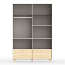 Jogo de Quarto Infantil com Cômoda Gaveteiro e Guarda Roupa 4 Portas Rope Cinza/Natural - Matic Móve - 10