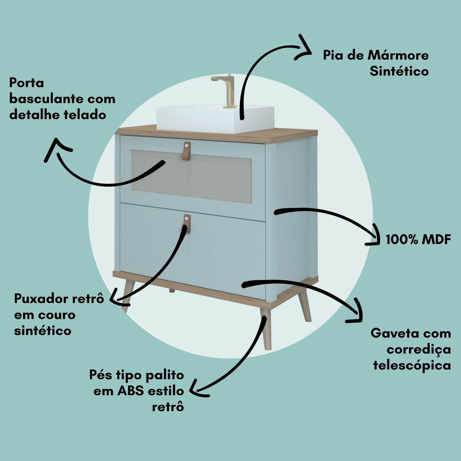 Gabinete para Banheiro com Cuba Mily Espresso Móveis - 6