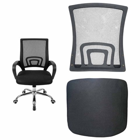 Conjunto Assento e Encosto Cadeira Escritorio Peça Reparo Trabalho Confortavel Estudo Home Office Ca