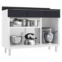 Ver imagem 2 de Balcão de Cozinha em Aço Topázio 3 Portas 3 Gavetas Branco/Preto - Telasul