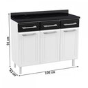 Ver imagem 3 de Balcão de Cozinha em Aço Topázio 3 Portas 3 Gavetas Branco/Preto - Telasul