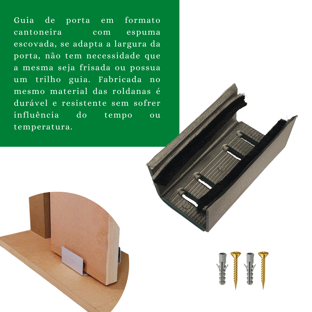 Kit Porta Madeira 1,10x2,10m Primer + Trilho Correr Alumínio 2,20m Branco +  Brinde