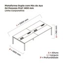 Ver imagem 3 de Estação de Trabalho Mesa Plataforma Escritório para 4 Pessoas Dupla com Caixa de Tomada Pé Painel Branco