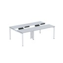 Ver imagem 1 de Estação de Trabalho Mesa Plataforma Escritório para 4 Pessoas Dupla com Caixa de Tomada Pé Painel Cinza/Branco