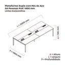 Ver imagem 3 de Estação de Trabalho Mesa Plataforma Escritório para 4 Pessoas Dupla com Caixa de Tomada Pé Painel Cinza/Grafito/Branco