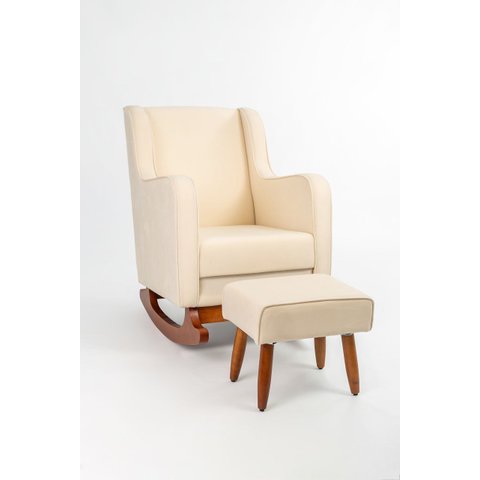 Poltrona de Amamentação com Balanço Suede Bege - Lahome Decor