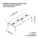 Ver imagem 3 de Estação de Trabalho Mesa Plataforma Escritório para 4 Pessoas Dupla com Caixa de Tomada Pé Painel Marrom/Noce Marromle/Branco
