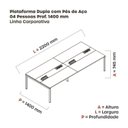 Ver imagem 3 de Estação de Trabalho Mesa Plataforma Escritório para 4 Pessoas Dupla com Caixa de Tomada Pé Painel Bege/Nogueira Casablanca/Branco