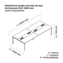 Ver imagem 3 de Estação de Trabalho Mesa Plataforma Escritório para 4 Pessoas Dupla com Caixa de Tomada Pé Painel Marrom/Walnut/Branco