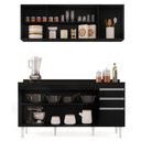 Ver imagem 3 de Armário Aéreo Nevada e Balcão para Pia com Tampo 160cm Arkansas Preto - Lumil Lumil Móveis