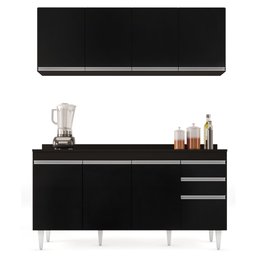 Armário Aéreo Nevada e Balcão para Pia com Tampo 160cm Arkansas Preto - Lumil Lumil Móveis - 6