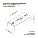 Ver imagem 3 de Estação de Trabalho Mesa Plataforma Escritório para 4 Pessoas Dupla com Caixa de Tomada Pé Painel Branco/Cinza