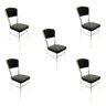 Cadeira Cozinha Reforço Cromada Assento Grosso Confortável Encosto Estofado Cor Preto Kit 5 Peç - 1