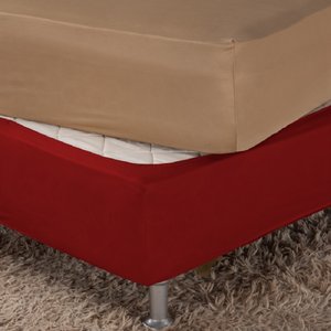 Saia Box Fit Cama de Casal Capa Elástica Malha Gel Lisa 1 Peça Vermelha