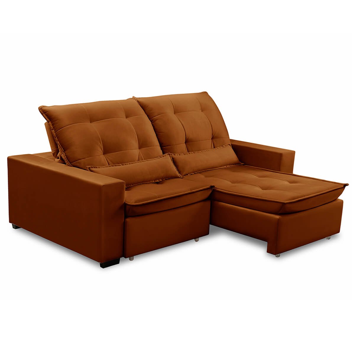 Sofa Retratil Reclinavel 2 Lugares 1,90m Atlantis Veludo Laranjado Lansofbr Lansof Brasil - 3