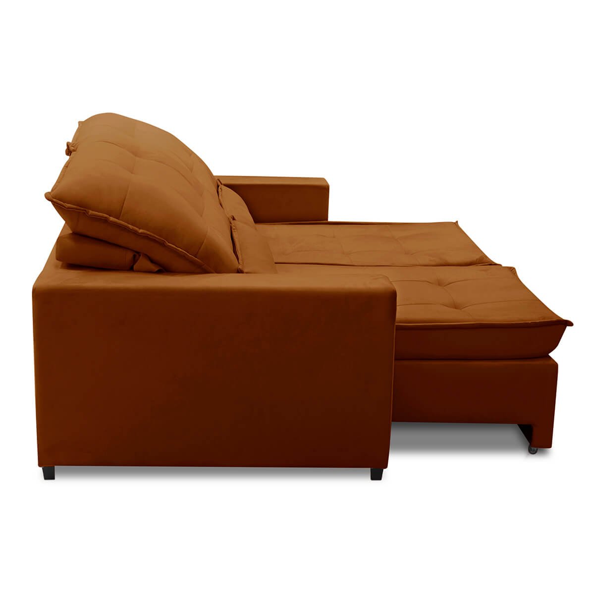 Sofa Retratil Reclinavel 2 Lugares 1,90m Atlantis Veludo Laranjado Lansofbr Lansof Brasil - 5