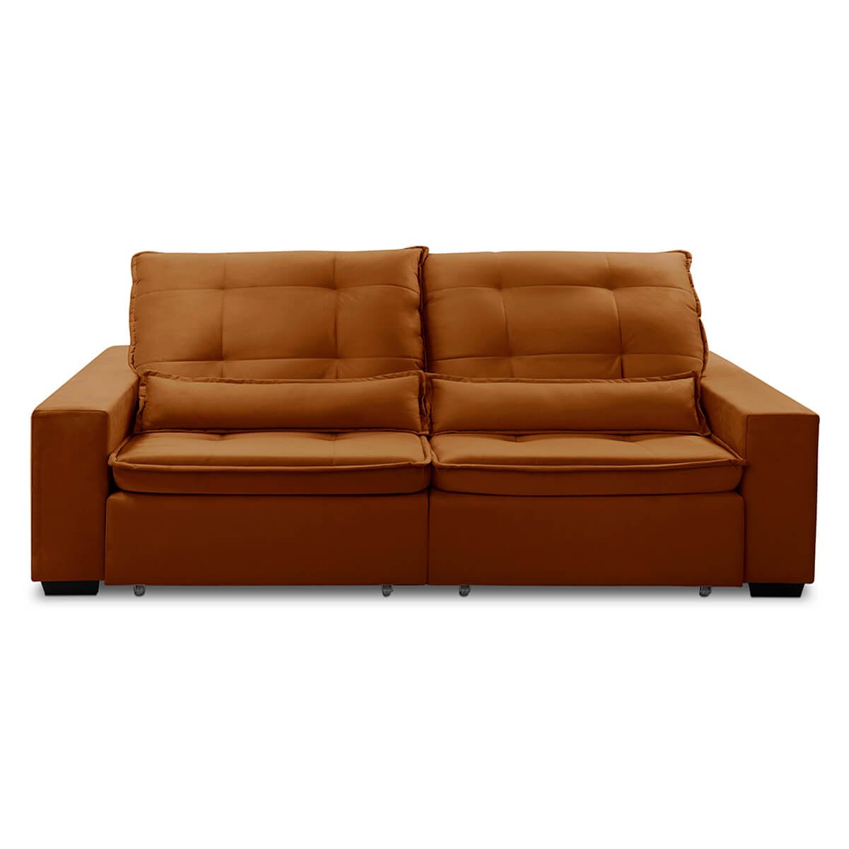 Sofa Retratil Reclinavel 2 Lugares 1,90m Atlantis Veludo Laranjado Lansofbr Lansof Brasil - 4