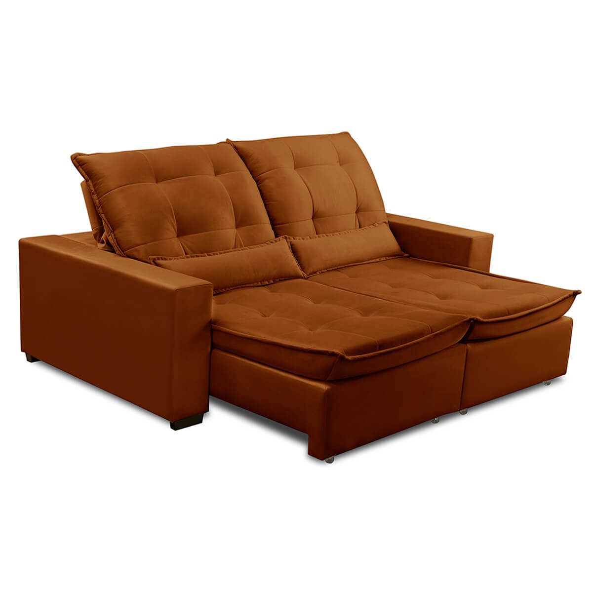 Sofa Retratil Reclinavel 2 Lugares 1,90m Atlantis Veludo Laranjado Lansofbr Lansof Brasil - 2