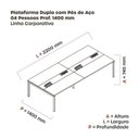 Ver imagem 3 de Estação de Trabalho Mesa Plataforma Escritório para 4 Pessoas Dupla com Caixa de Tomada Pé Painel Cinza/Grafito