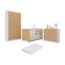 Ver imagem 1 de Quarto de Bebê Completo Berço Americano 3 em 1 Colchão Realeza Multimóveis Mp4607 Branco/