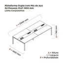 Ver imagem 3 de Estação de Trabalho Mesa Plataforma Escritório para 4 Pessoas Dupla com Caixa de Tomada Pé Painel Marrom/Walnut/Cinza