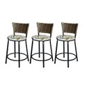 Ver imagem 1 de Jogo 3 Banqueta Baixa Para Cozinha Ratan Cappuccino Preta Estofado Floral Floral